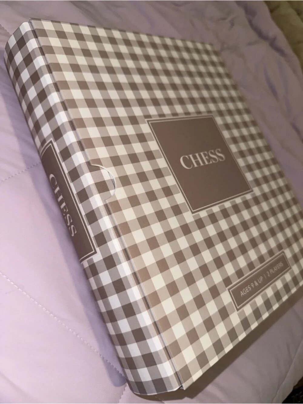Chess Game Set - Taupe Plaid